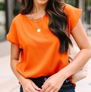 BOGO NWOT- Rust Orange Cap Sleeve Top- XL
